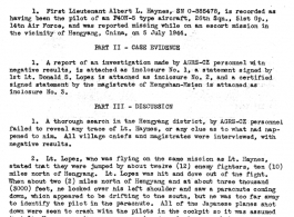 Individual Deceased Personnel File (IDPF) for Albert L. Haynes, MIA, China.