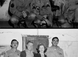 A group of Americans in the CBI pose in a building during WWII.