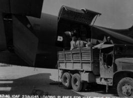 247-4G 10AF 23Aug45 loading planes for 10AF move to Kunming, Liuchow [Liuzhou], China, during WWII.