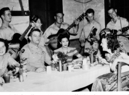 Chennault serenaded by GI string quartet somewhere in the CBI.  Photo from Dorothy Wise (Dorothy Yuen Leuba).