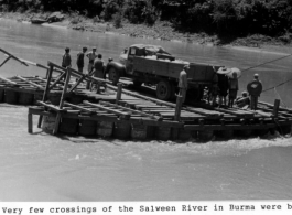 Barge across Salween River in Burma during WWII.  Photo by Syd Greenberg.