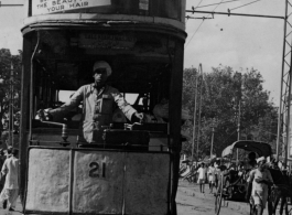 A trolley in Calcutta during WWII.