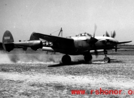 An American P-38 in motion on the ground in the CBI.