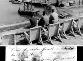 Overlooking the swimming and basketball areas at Camp Schiel, March 1945.