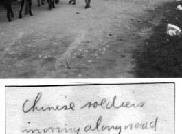 Chinese soldiers marching on road near Kunming, 1944.