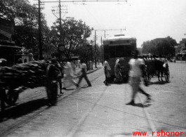 Street and trolley in India during WWII.