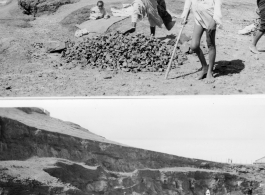 Quarrying and crushing stone.  Scenes in India witnessed by American GIs during WWII. For many Americans of that era, with their limited experience traveling, the everyday sights and sounds overseas were new, intriguing, and photo worthy.