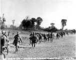 Chinese troops retire to Bivouac in Burma to await other planes. Burma. December 10, 1944. 10th Air Force.