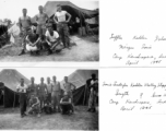 GIs in tent camp pose at Camp Kanchrapara, India, April 1945.