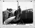 Chinese ground crew work on an engine of a B-25 as part of the Chinese-American Overseas Training Unit program at Karachi Air Base, India. September 1943.