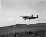 A B-25 takes off in the CBI, most likely from a base in Yunnan or Guangxi.