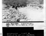 "Ten mule teams keep the caissons rolling along on this Burma Road as they draw this heavy Chinese howitzer to the battlefront at Lungling, Yunnan, China." During WWII. September 9, 1944.  Photo from Sydney L. Greenberg, 164th Signal Photographic Company.