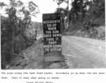 A warning sign along the Ledo Road 102 miles from Ledo.  Photo from Frank Wright,  885th Ord, H.A.M. Co. 