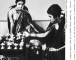 Two ladies play a board game somewhat similar to western Chess in India during WWII.