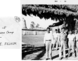 Chinese soldiers at entrance to Chinese camp at Bhamo, Burma. In the CBI during WWII.  Photo from M. E. Felker.