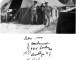 J. Malamud and Ed Palilon in front of raised tents in India during WWII.  Photo from Ed Palilon.