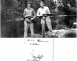 William Cannon and Stanley Kalisch play with rifles in the CBI during WWII.