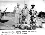 "A little party after returning to our home base in Burma." GIs a happy to drink beer in the CBI.