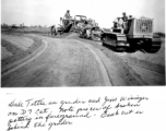 Dale Tittle on grader, and Jim Wisinger on D7 cat. In India, April 1945.