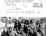 96th Signal Battalion, Company "B," one-year anniversary party, October 14, 1944. Personnel interact with USO Troop #269, including Annette Mae Quarrie, Gigi Gilfin, and Pat Flynn.  Photo from Tony Ursich.