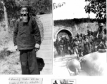 An elderly Chinese man; Very young Chinese troops marching out from city wall. During WWII.  Photos from Joseph W. Haines.
