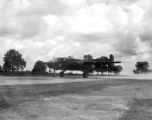 A B-25 of the Ringer Squadron in the CBI, with engines running.  From the collection of Wozniak, combat photographer for the 491st Bomb Squadron, in the CBI.