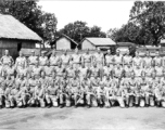 Group photo of enlisted combat aircrew members (flight engineers, radio operators, gunners) of the 491st Bomb Squadron at Chakulia Air Base, India, in the summer of 1943.  (Information provided by Tony Strotman)