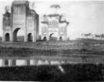 Crumbling remains of two very uniquely designed ceremonial tribute arches in China during WWII.