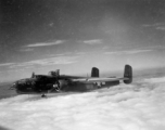 B-25 Mitchell bombers in flight in the CBI, in the area of southern China, Indochina, or Burma.