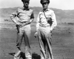 Two American flyers pose in Yangkai, China, during WWII.