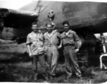 "More Salvage Work--The Three "R"'s Rodriguez, Reese, and Rutter Goofing Off To Have Their Picture Taken While Salvaging A B-25 At Liangshan, China."Caption courtesy of Elmer Bukey.