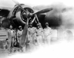 Personnel of 491 Bombardment Group about June 1943, Chaukulia, India. Notice the open engine cowling. During WWII.