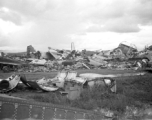 Crashed American aircraft in the boneyard at the American airbase in Yunnan during WWII--many of these were used as salvage for spare and repair parts for planes that were still flying.