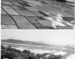 In these three images, we see a train being attacked--strafed by machine gun--in either SW China, Indochina, or the China-Burma area.  Interestingly, the train is in the midst of an area of trees along the track, and seems to be stopped there (notice it has note moved between photos), possibly as an attempt at camouflage. As the war progressed, American air superiority became the rule in this region, and Japanese ground forces were eventually largely unprotected from American attacks, and suffered tremendou
