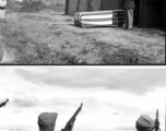 Funeral in Kunming of American killed during war time in China. Officiated by Chaplain Dwayne H. Mengel. With gun salute. Life goes on: A C-47 transport flies overhead during the ceremony.​​​​​​​​​​​​​​