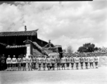 Chinese soldiers pose in a row. In Yunnan, China, during WWII.