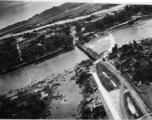 Bombing of Phy Ly railway bridge in French Indochina (Vietnam), during WWII. In northern Vietnam, and along a critical rail route used by the Japanese.