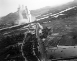 Bombing of Đò Lèn Bridge in Hà Trung Town in French Indochina (Vietnam), during WWII. In northern Vietnam, and along a critical rail route used by the Japanese.