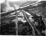 Bombing of Đò Lèn Bridge in Hà Trung Town in French Indochina (Vietnam), during WWII. In northern Vietnam, and along a critical rail route used by the Japanese.