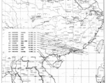 Sea sweep air mission map for July 1944, showing locations near or in China where attacks were made on Japanese targets by U. S. aircraft.  From the U.S. Government sources.