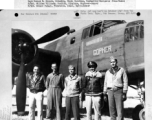 A crew of the 11th Bomb Squadron, 341st Bomb Group, stands besides their B-25 "Gopher" somewhere in China on 2 February 1943.  They are:  Capt. Allen P. Forsythe Lt. Albert G. Biggs Capt. Horace E. Crouch S/Sgt. William Williams S/Sgt. Roland Palagi  Image courtesy of Tony Strotman.