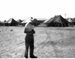 American GI is pith hat at Karachi Air Base, India 1942.