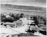 View of the American base at Chanyi, in Yunnan, China, during WWII. Note the basketball court and people on it.