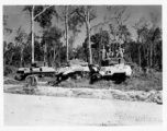 Ruined American tanks along Burma Road.  797th Engineer Forestry Company in Burma.  During WWII.
