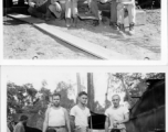 Engineers of the 797th Engineer Forestry Company pose about camp in Burma.  During WWII.