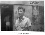 Flyer Stan Berman at a station in India or China. 10th Air Force, 7th Bombardment Group, 9th Bombardment Squadron.  During WWII.