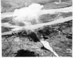 American bombing bridge at Bakkoku, Burma via B-25s of the 22nd Bombardment Squadron during WWII.