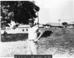 Bill Rumler poses on base. October 4, 1945, Gushkara, India.  24th Combat Mapping Squadron, 8th Photo Reconnaissance Group, 10th Air Force.