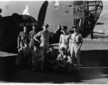 The B-24 bomber "HOT AS HELL" and crew in China during WWII.  This B-24D, serial #42-40075, was assigned to the 425th Bomb Squadron, one of the original planes of the 308th Bomb Group making the trip from USA to Kunming in April 1943. By November, following several missions and many resupply trips across the Hump for fuel, munitions and spare parts, she was deemed obsolete and replaced with a new B-24J. Converted to transport configuration and transferred to Air Transport Command the plane continued to fly 