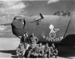 The B-24 "The Frendlin" and crew in China during WWII.  This B-24J, serial #42-73265 was assigned to 425th Bomb Squadron at Kunming. The plane departed Liuchow on 20 May 1944 for a planned sea sweep mission with return to Kunming. However, it was hit by enemy fire during the mission forcing the crew to bail out prior to reaching a friendly airfield.  All crew members were assisted by American Missionaries, Chinese villagers and guerilla's to reach an American base safely. Crew members on that mission were: 